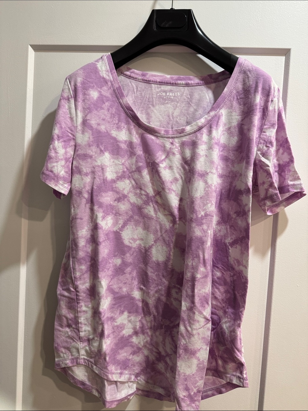 Joe Fresh Purple and White Tie-Dye Scoop Neck Tee
